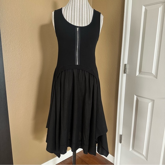 For Cynthia Lagenlook Dress Linen Blend Black Size M - Picture 3 of 8